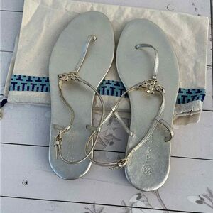Tory Burch Metallic Silver Sandals